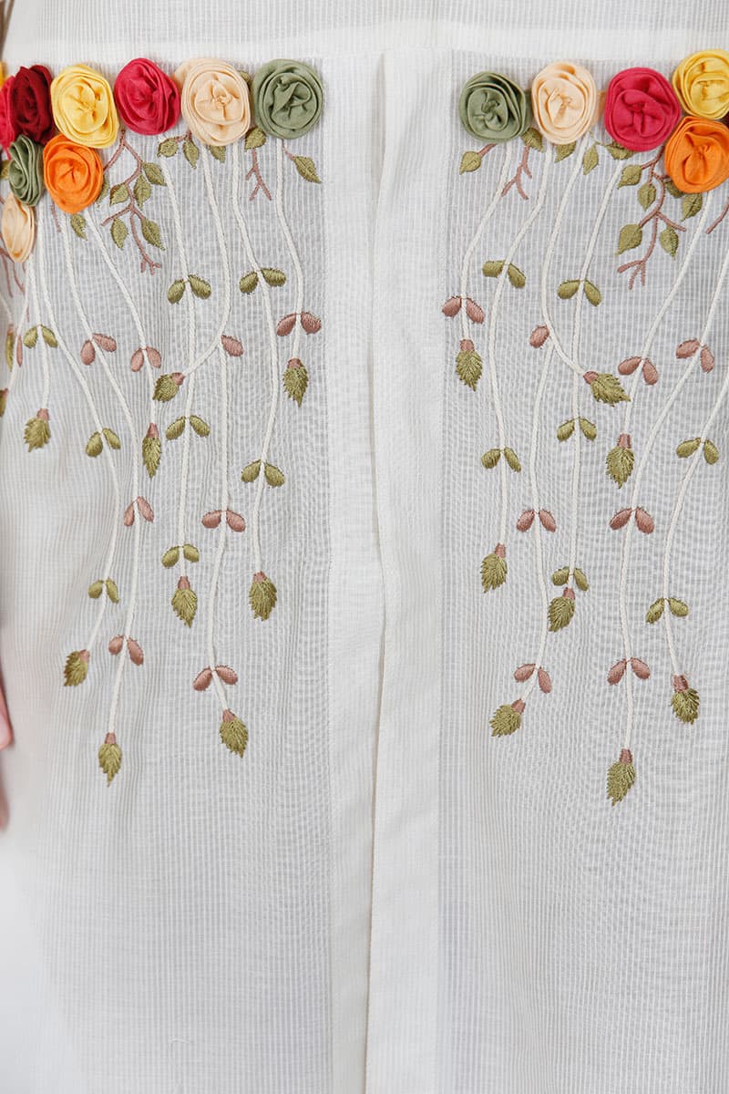Dropped - waistline Embroidered Dress - samantchauhan