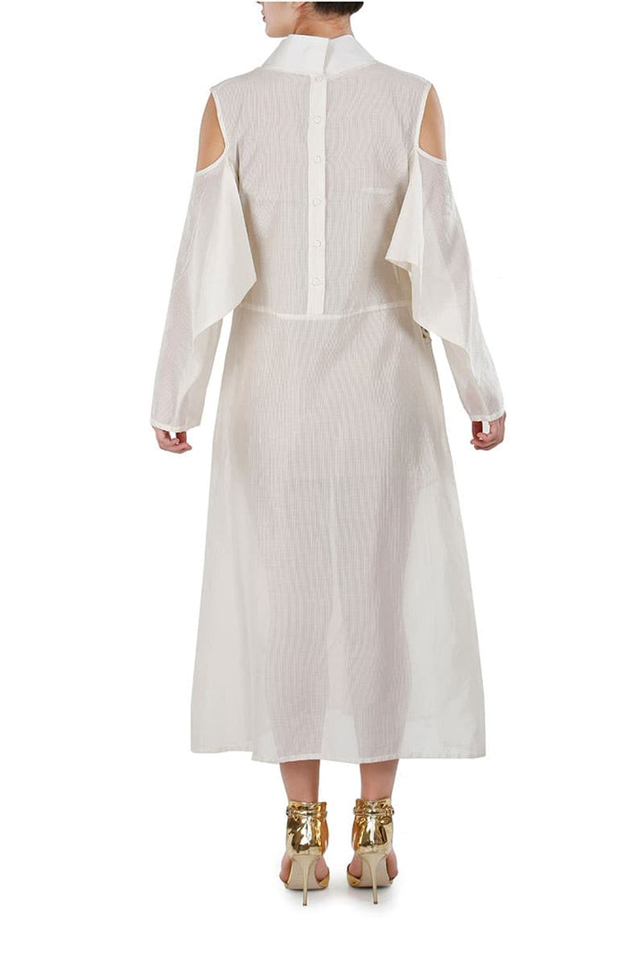 Dropped - waistline Embroidered Dress - samantchauhan