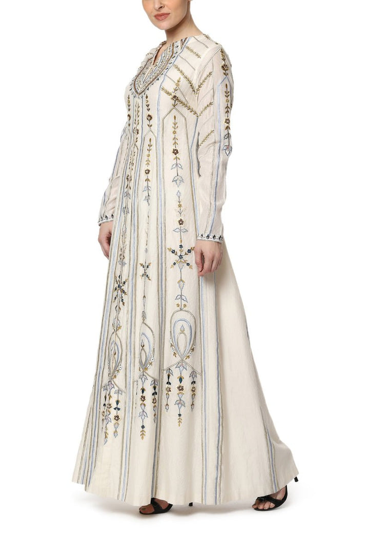Embroidered A Line Jacket Dress - samantchauhan