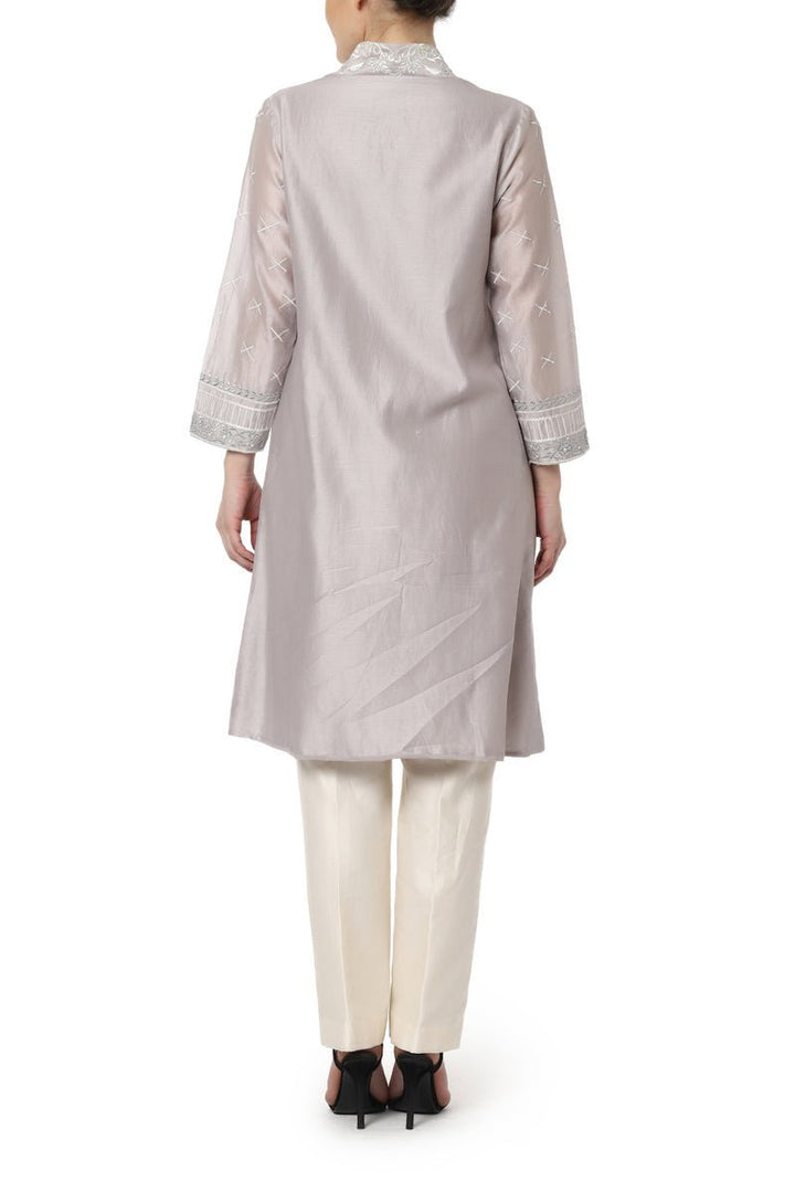 Embroidered Angrakha Kurta with Cigarette Pants - samantchauhan
