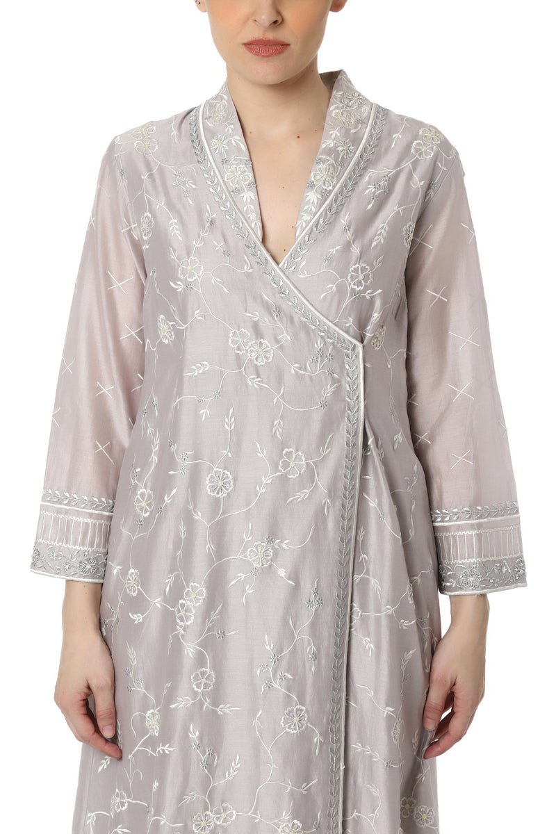 Embroidered Angrakha Kurta with Cigarette Pants - samantchauhan