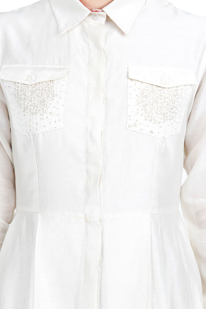 Embroidered Asymmetric Pocket - detailed Dress - samantchauhan
