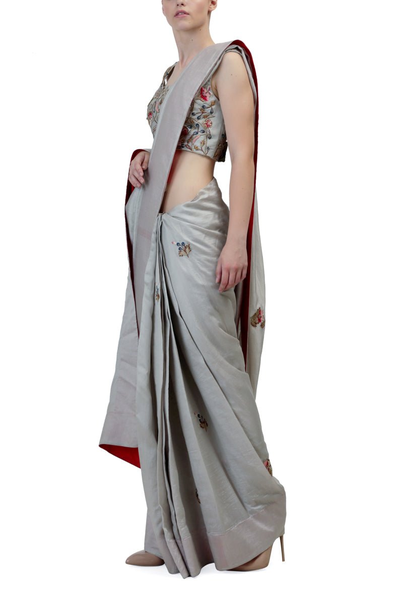 Embroidered Blouse & Saree set - samantchauhan