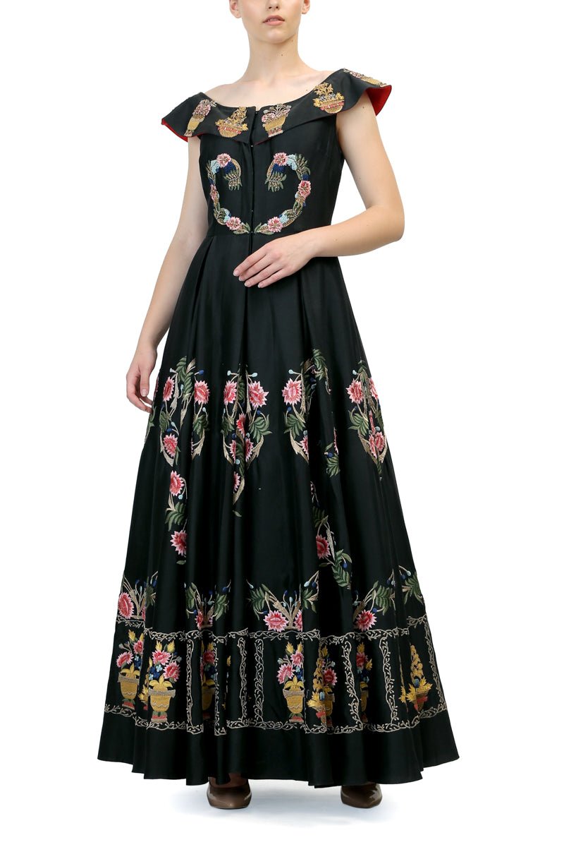 Embroidered Boat - Neck Gown - samantchauhan