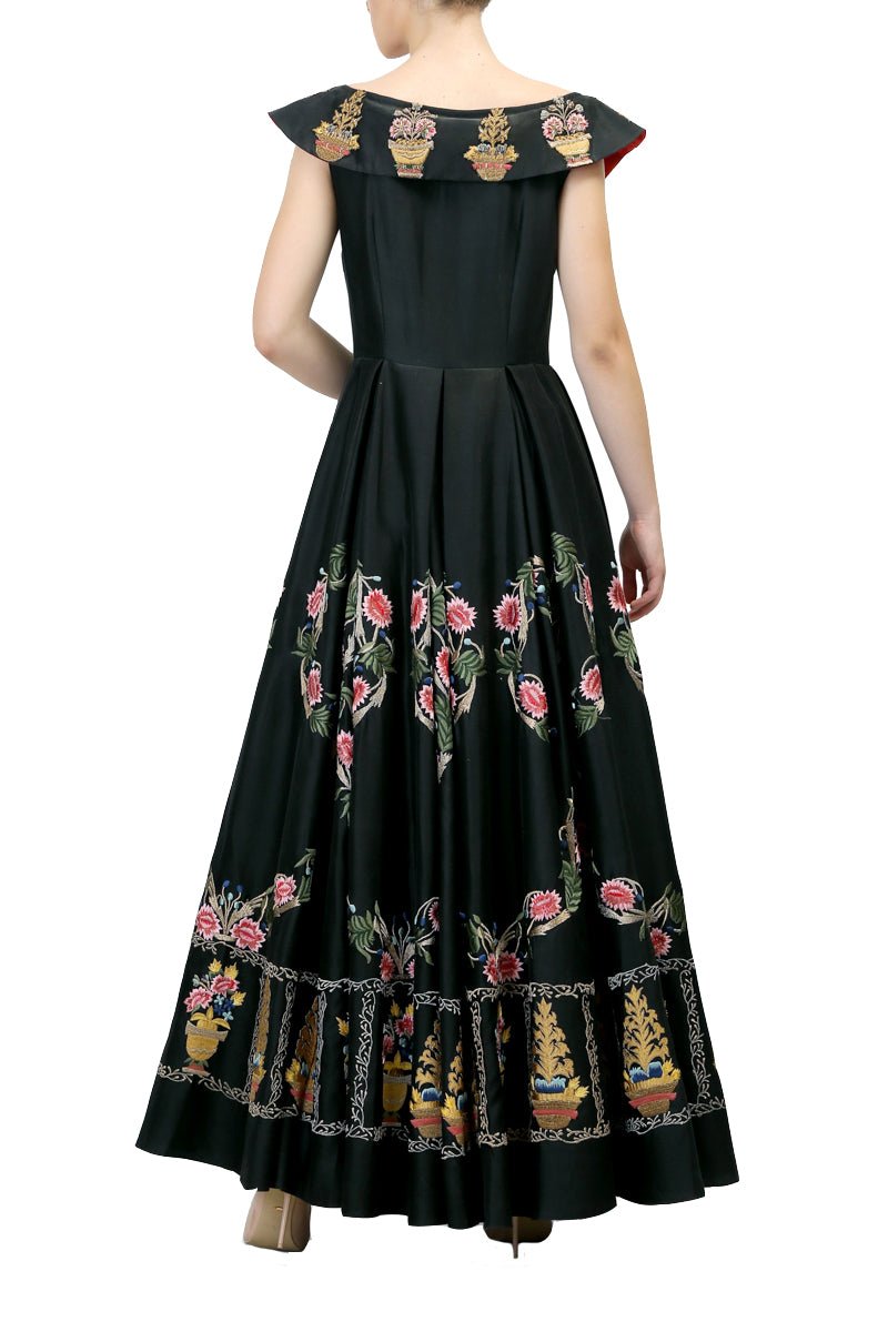 Embroidered Boat - Neck Gown - samantchauhan