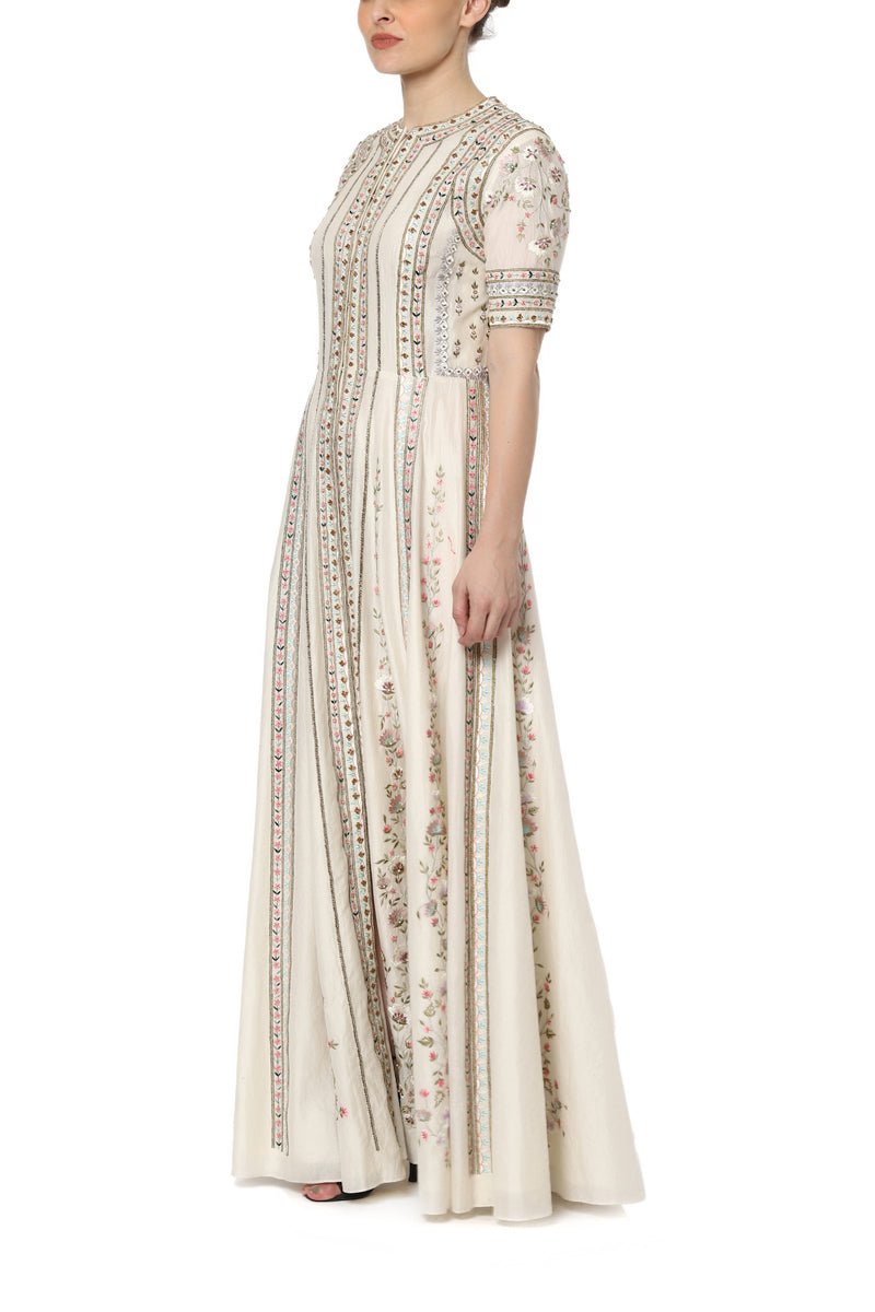 Embroidered front open dress - samantchauhan