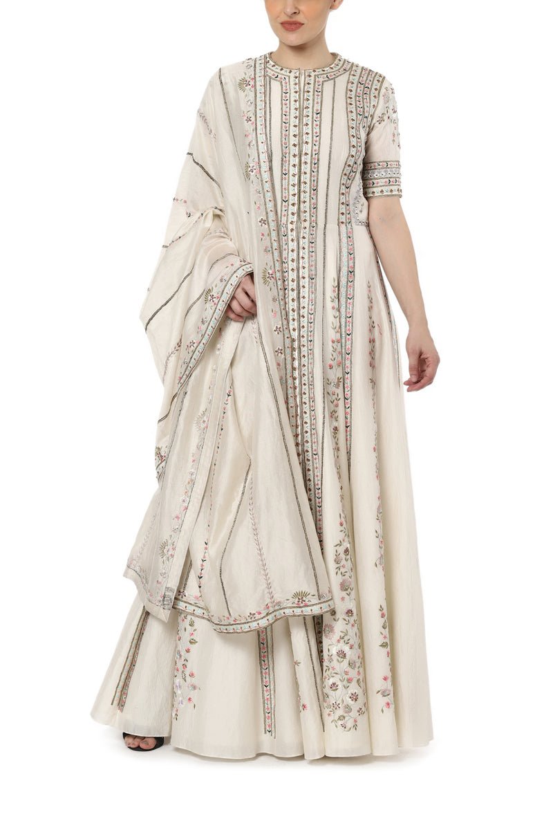 Embroidered front open dress - samantchauhan