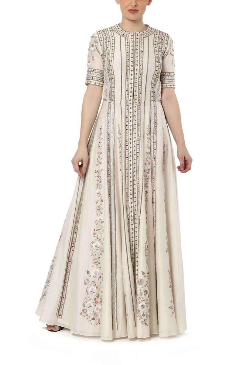 Embroidered front open dress - samantchauhan