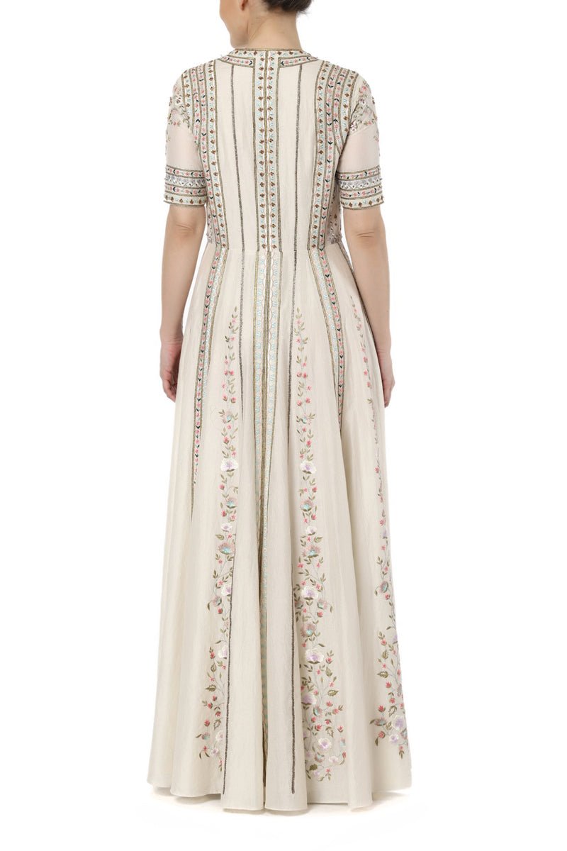 Embroidered front open dress - samantchauhan