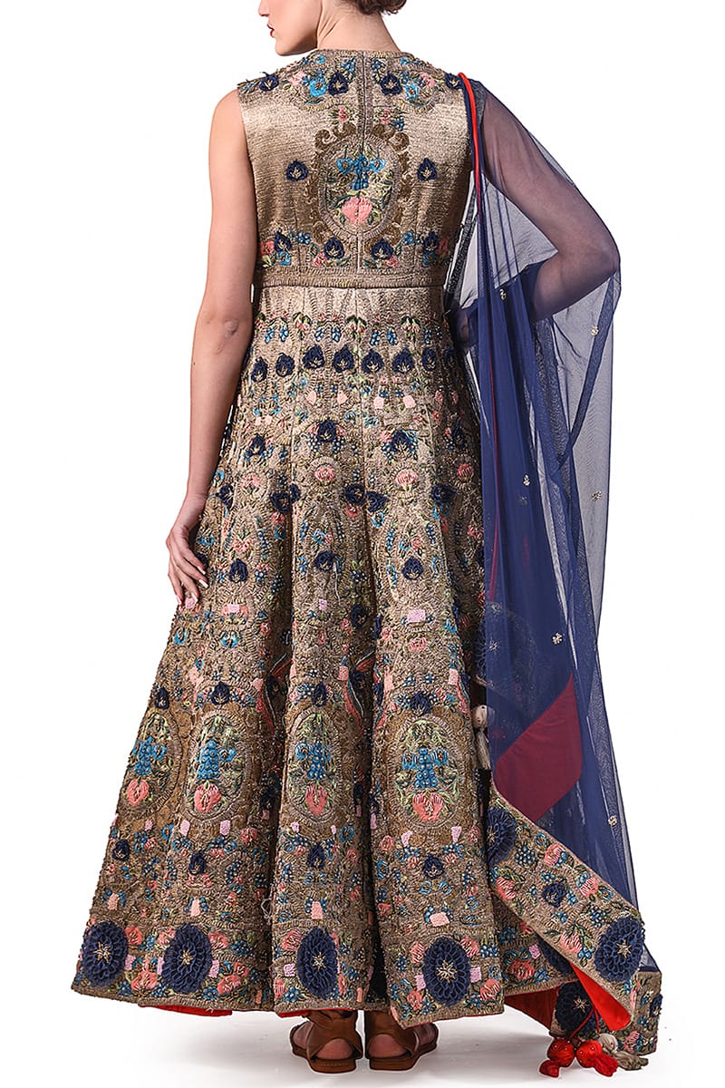 Embroidered front open jacket & dupatta - samantchauhan