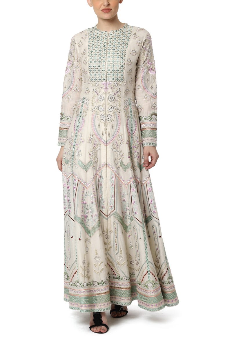 Embroidered Front Open Kalidar Dress - samantchauhan
