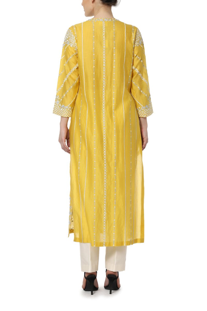 Embroidered Front Open Kurta - samantchauhan