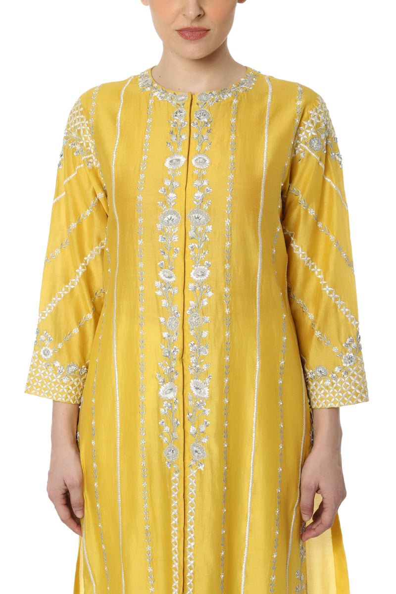 Embroidered Front Open Kurta - samantchauhan