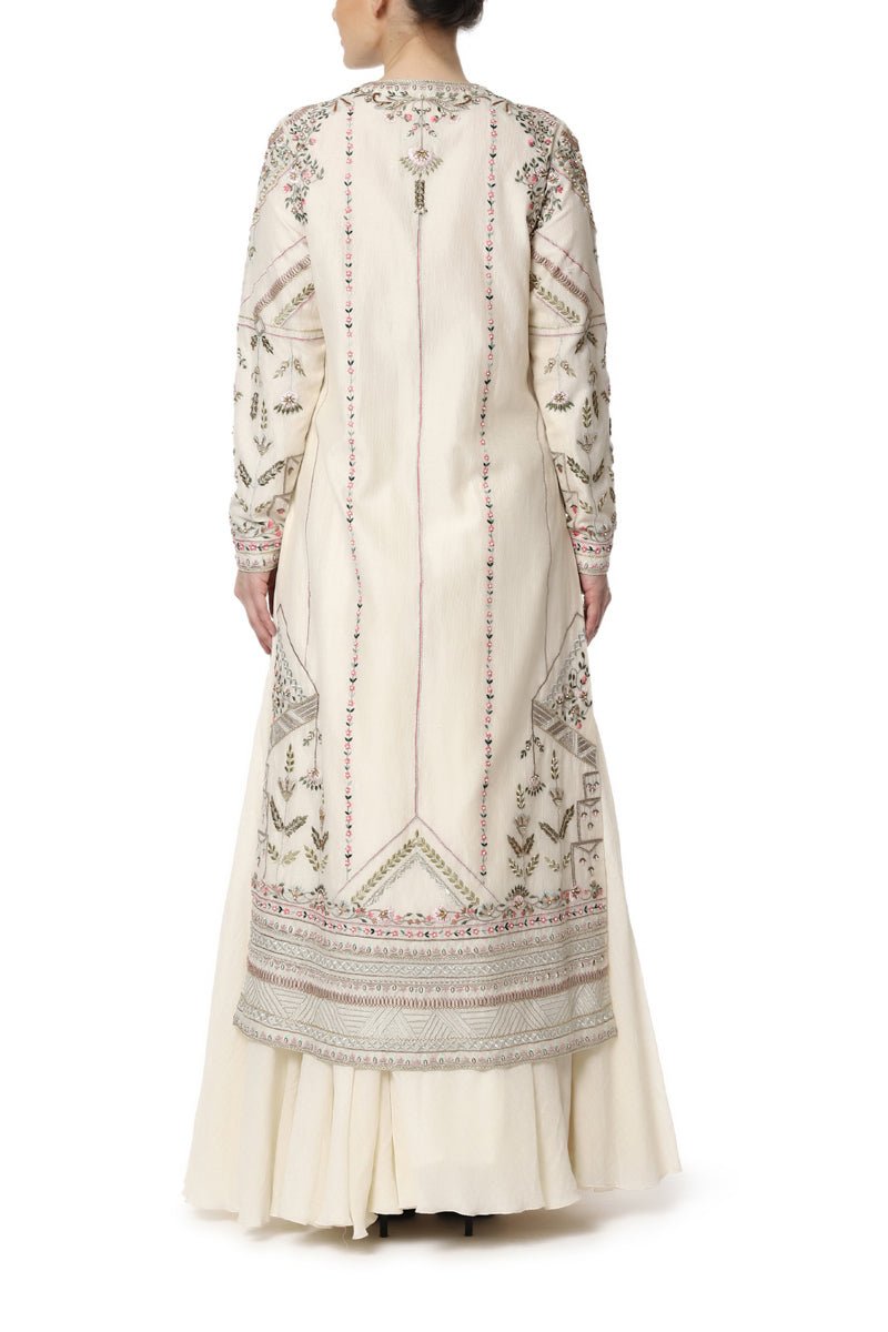 Embroidered Front Open Kurta with Slip Dress - samantchauhan