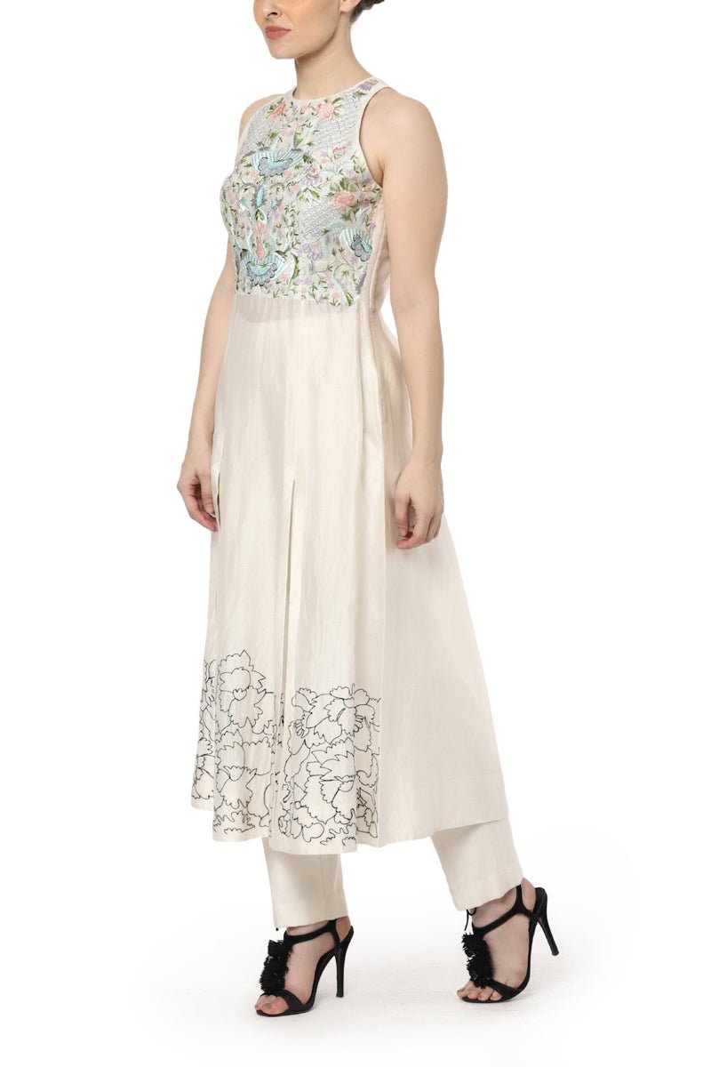 Embroidered Front Slit Kurta with Cigarette Pants - samantchauhan