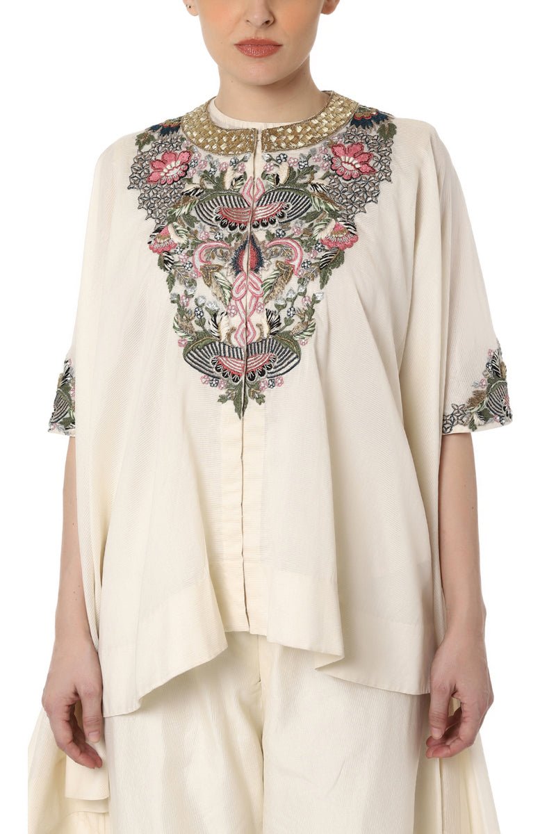 Embroidered High Low Top with Flared Pants - samantchauhan