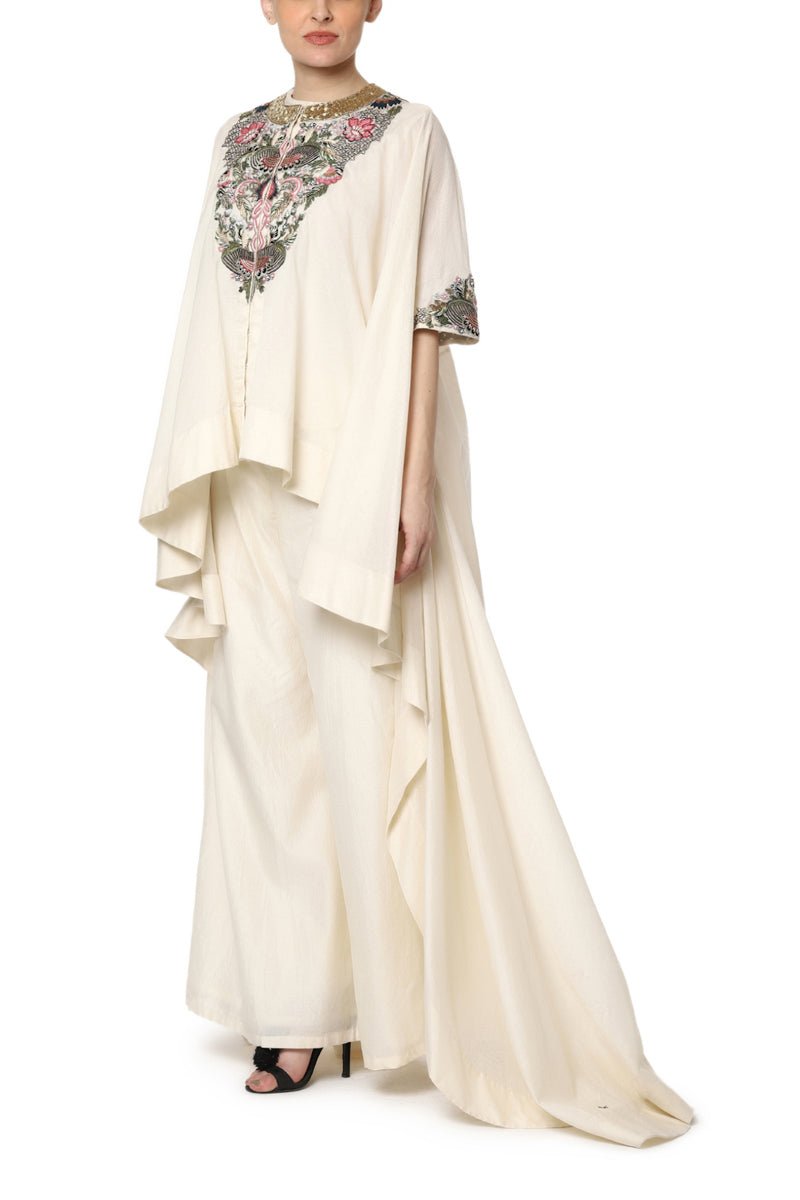 Embroidered High Low Top with Flared Pants - samantchauhan