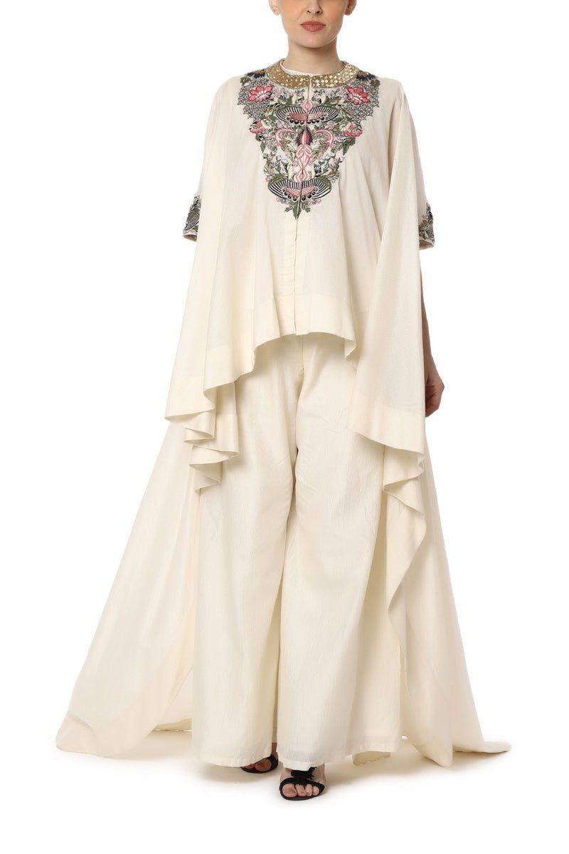 Embroidered High Low Top with Flared Pants - samantchauhan