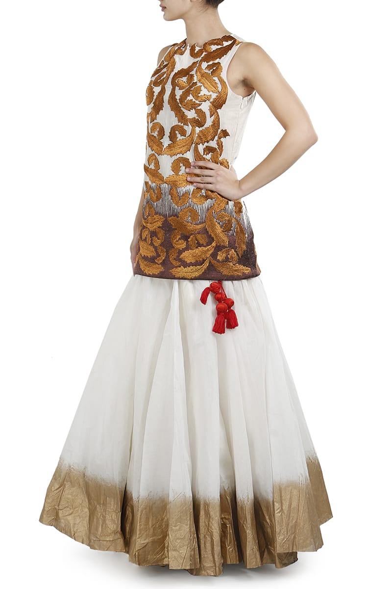 Embroidered Kurta & Foil - Printed Lehenga set - samantchauhan