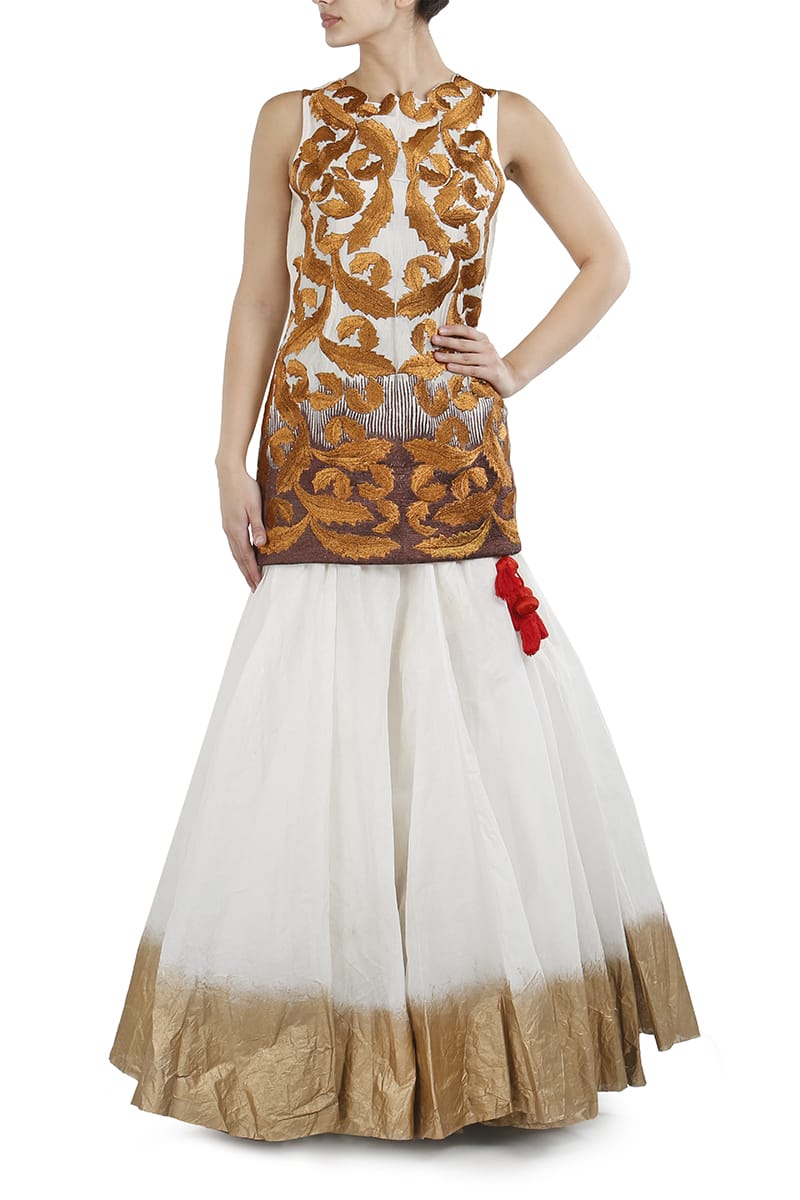 Embroidered Kurta & Foil - Printed Lehenga set - samantchauhan