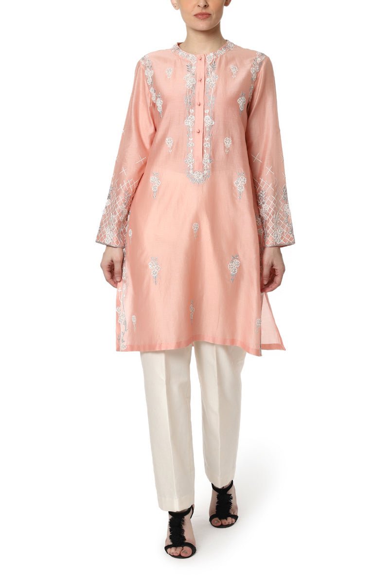 Embroidered Kurta with Chanderi Dupatta - samantchauhan
