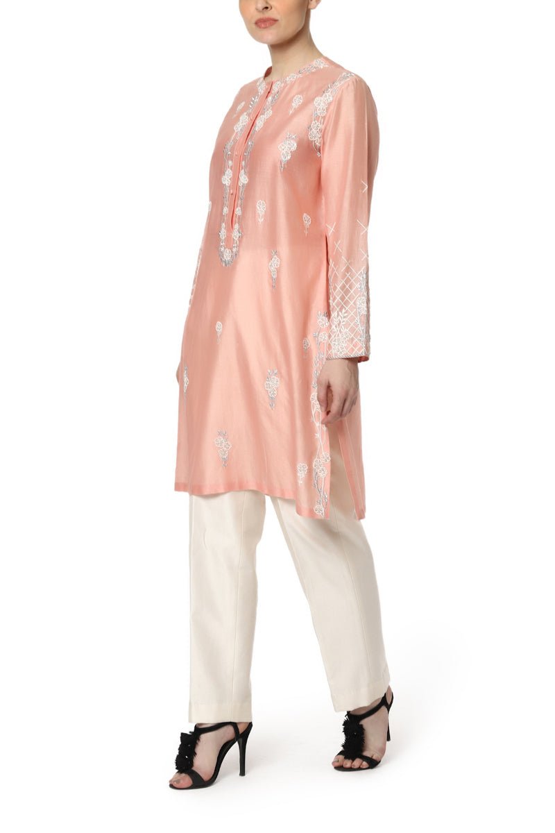 Embroidered Kurta with Chanderi Dupatta - samantchauhan