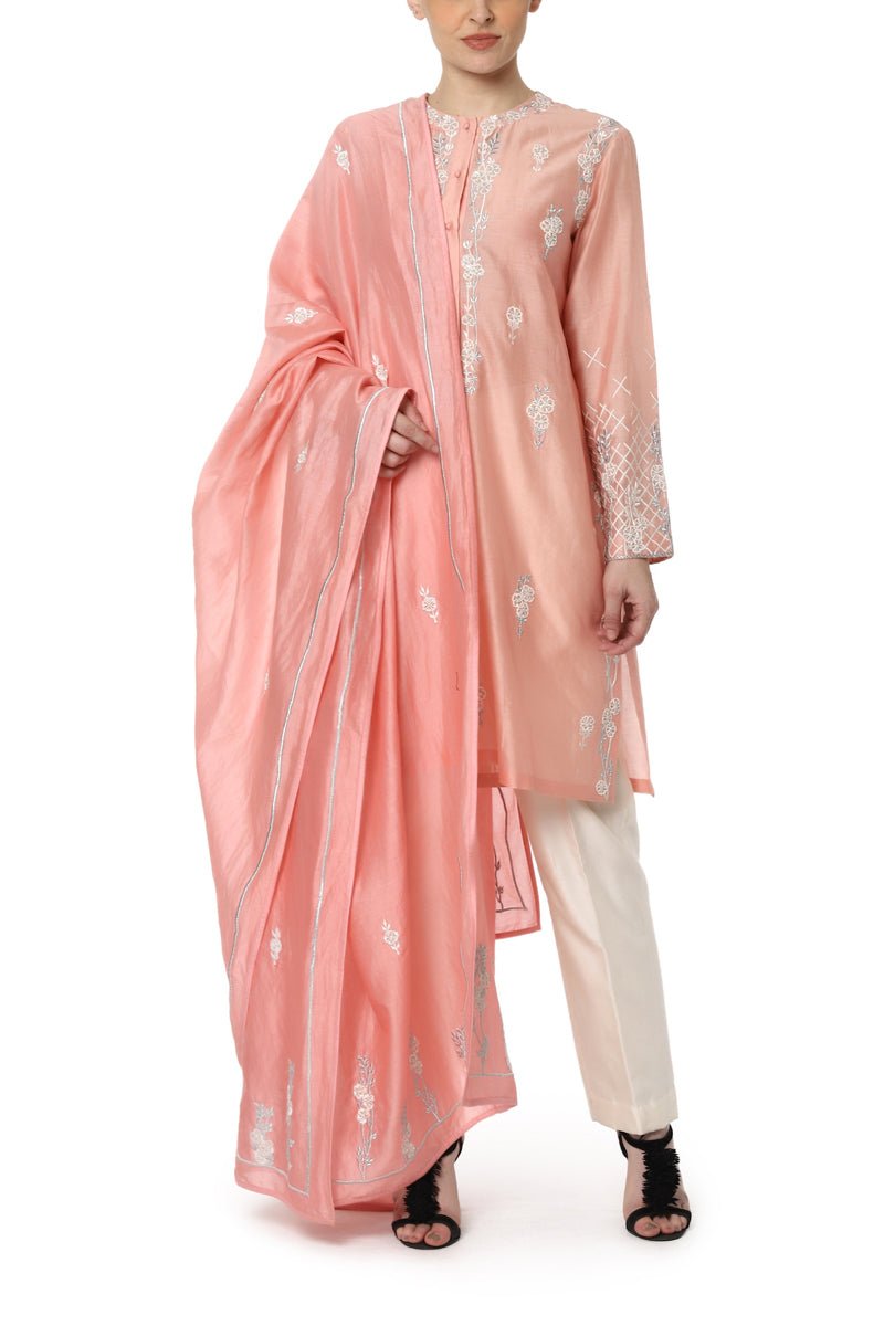 Embroidered Kurta with Chanderi Dupatta - samantchauhan