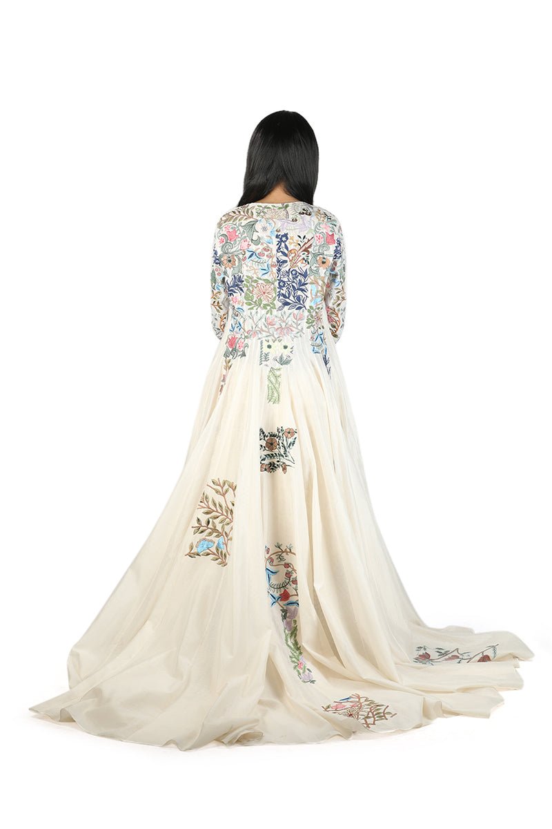 Embroidered Long cotton silk jacket with tube dress - samantchauhan Dresses