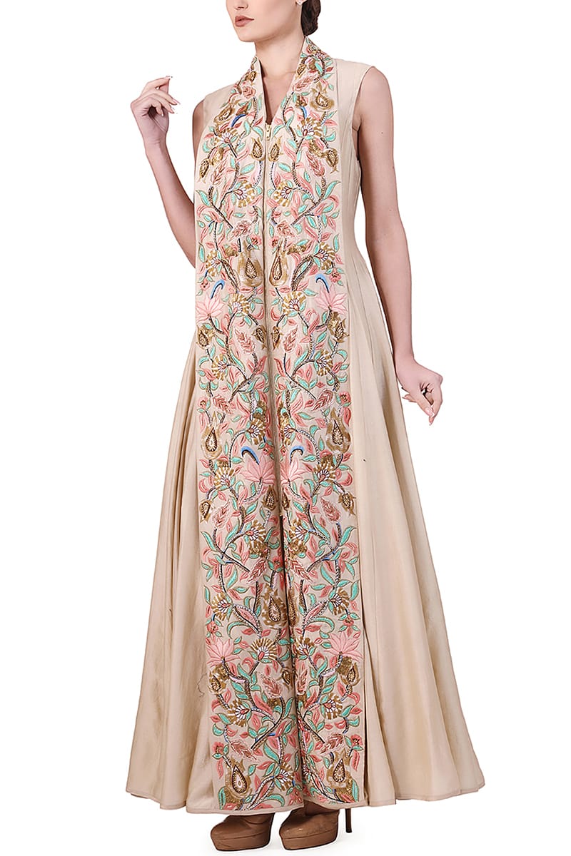 Embroidered Panelled Jacket Gown - samantchauhan