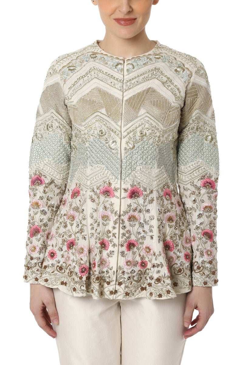 Embroidered Peplum Top with Pants - samantchauhan