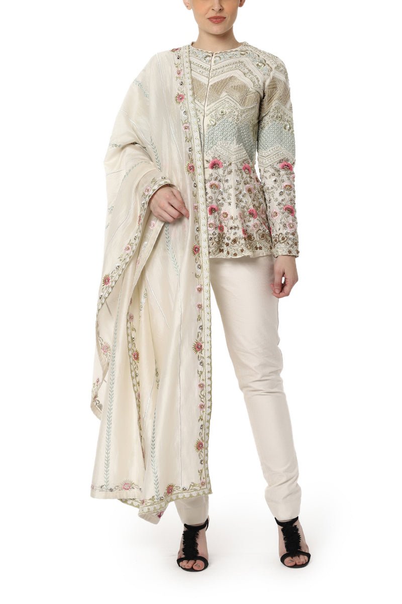 Embroidered Peplum Top with Pants - samantchauhan