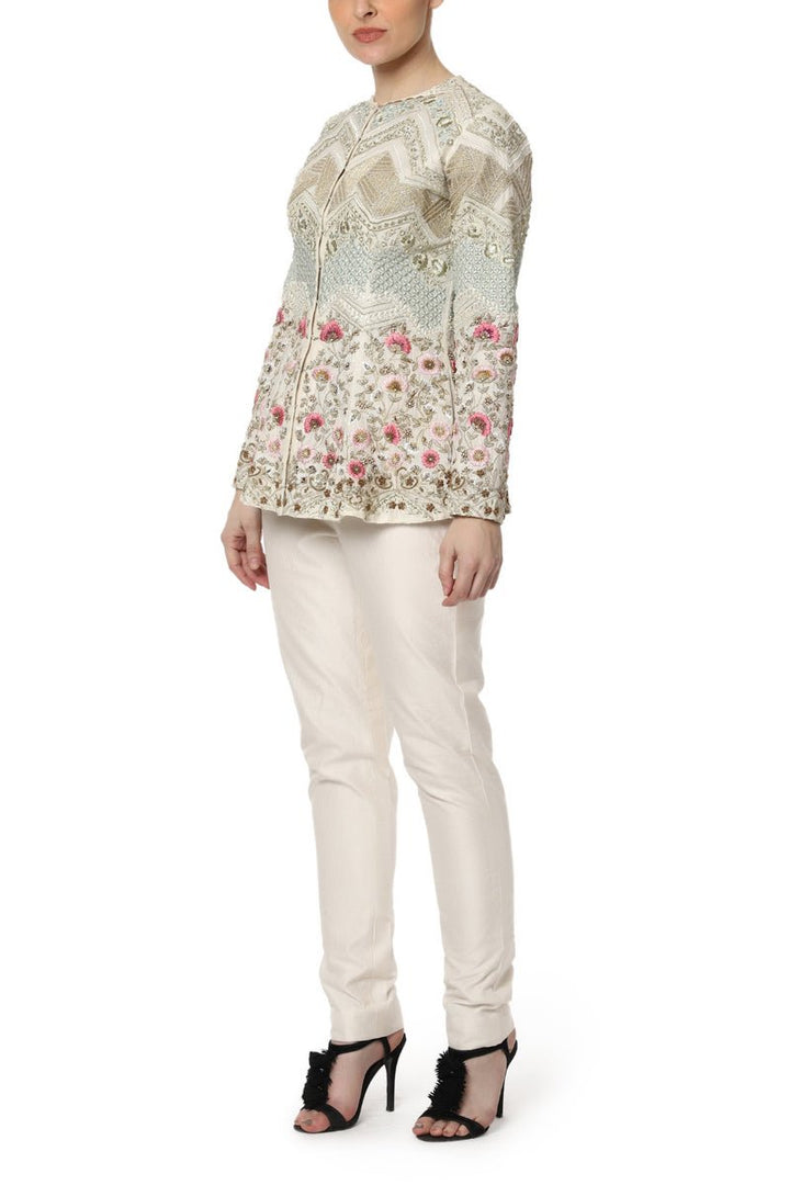 Embroidered Peplum Top with Pants - samantchauhan