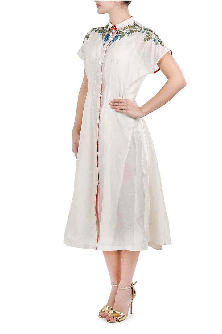 Embroidered Shirt Dress - samantchauhan
