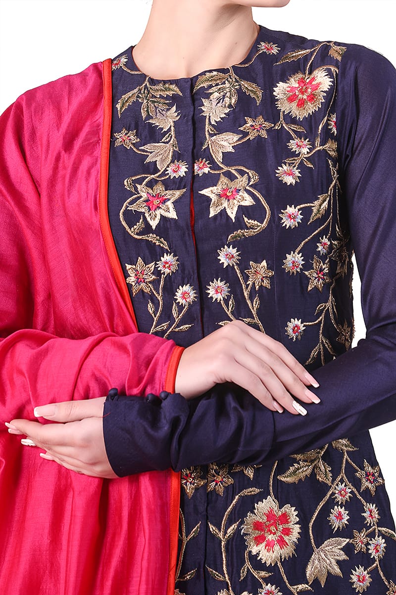 Embroidered Short Kurta, Sharara & Dupatta set - samantchauhan