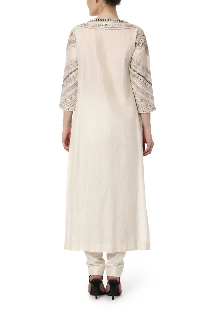 Embroidered Striped Kurta - samantchauhan