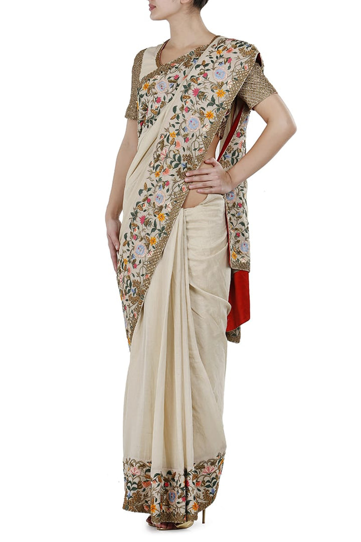 Embroidereed Saree &amp; Blouse Set - samantchauhan
