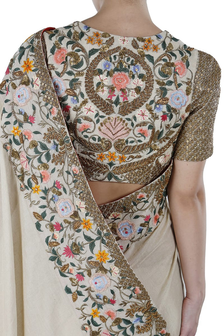 Embroidereed Saree &amp; Blouse Set - samantchauhan