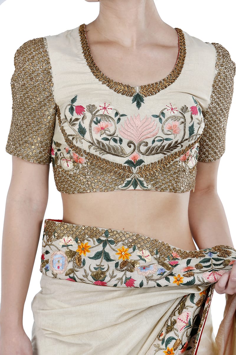 Embroidereed Saree &amp; Blouse Set - samantchauhan