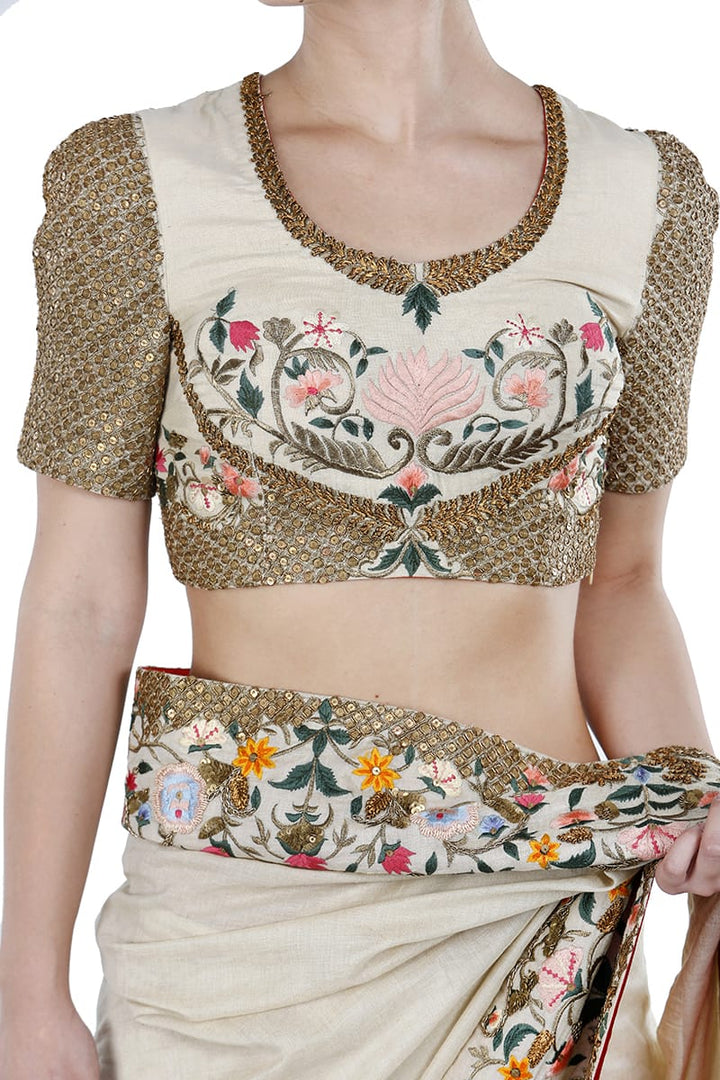 Embroidereed Saree &amp; Blouse Set - samantchauhan