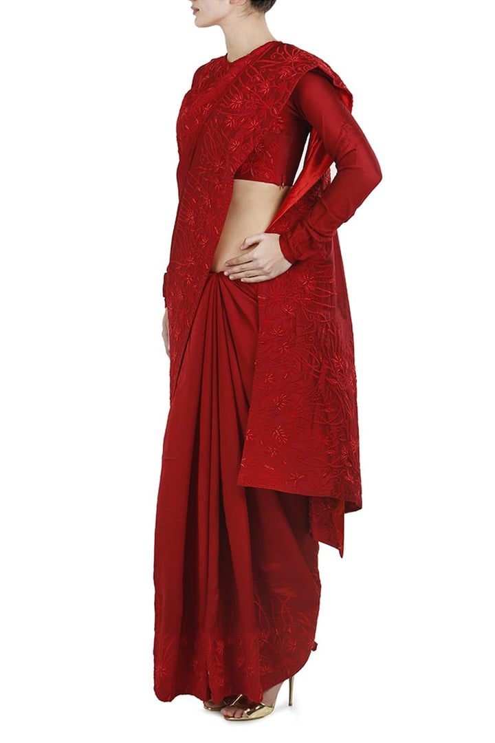 Embroidereed Saree &amp; Blouse Set - samantchauhan