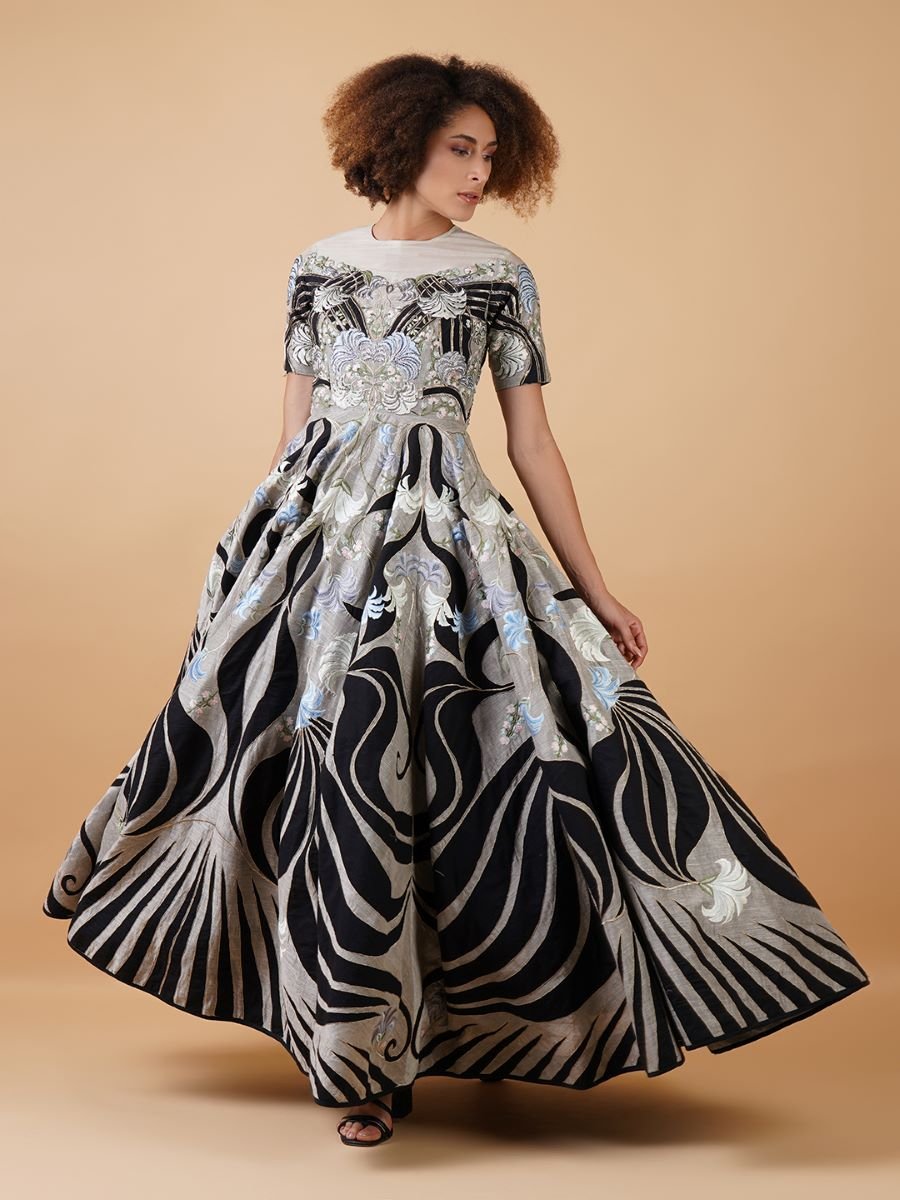 Featured here is a high - neck fit, A - line floor length gown - samantchauhan Apparel & Accessories