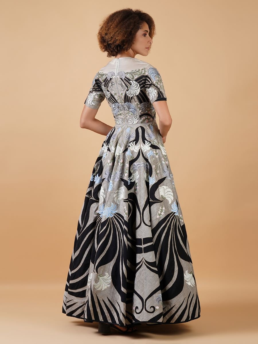 Featured here is a high - neck fit, A - line floor length gown - samantchauhan Apparel & Accessories