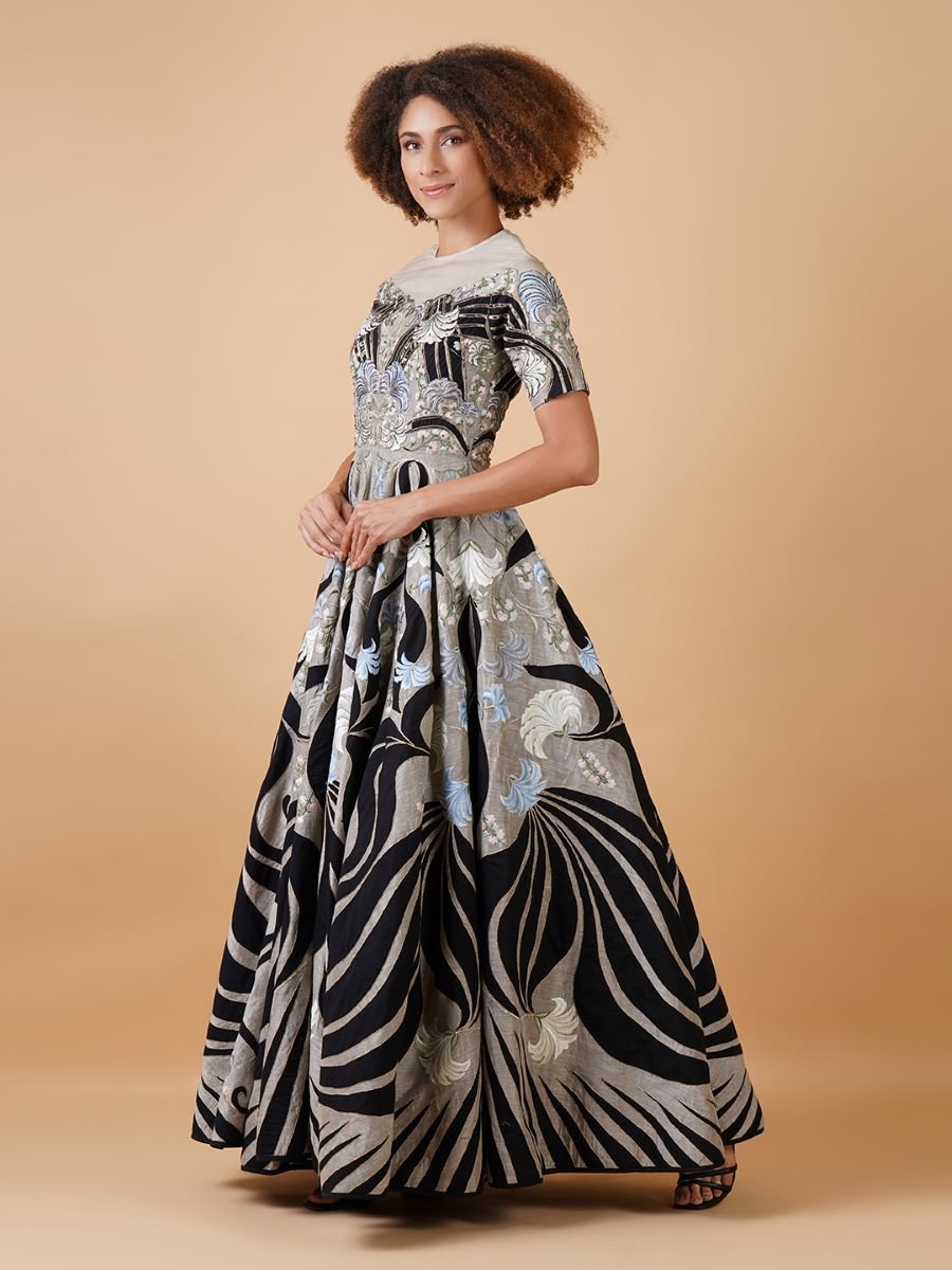 Featured here is a high - neck fit, A - line floor length gown - samantchauhan Apparel & Accessories