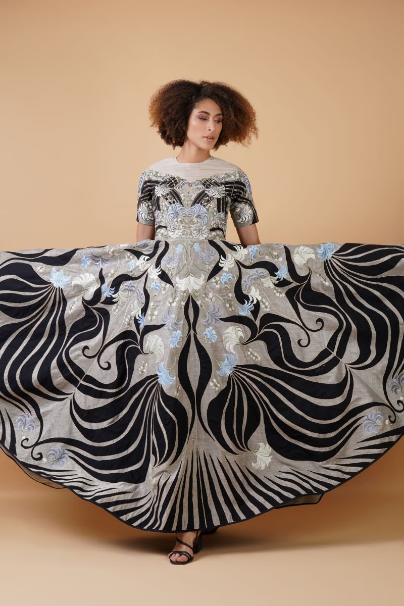 Featured here is a high - neck fit, A - line floor length gown - samantchauhan Apparel & Accessories