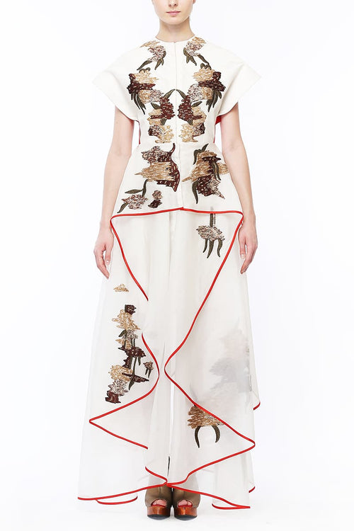 Fit & flare Asymmetric Embroidered Gown - samantchauhan