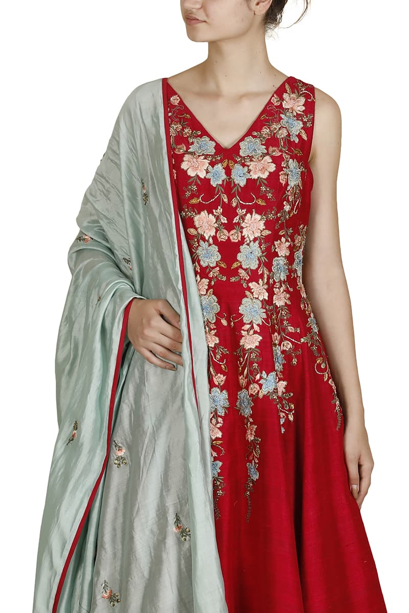 Floral Embroidered anarkali - samantchauhan