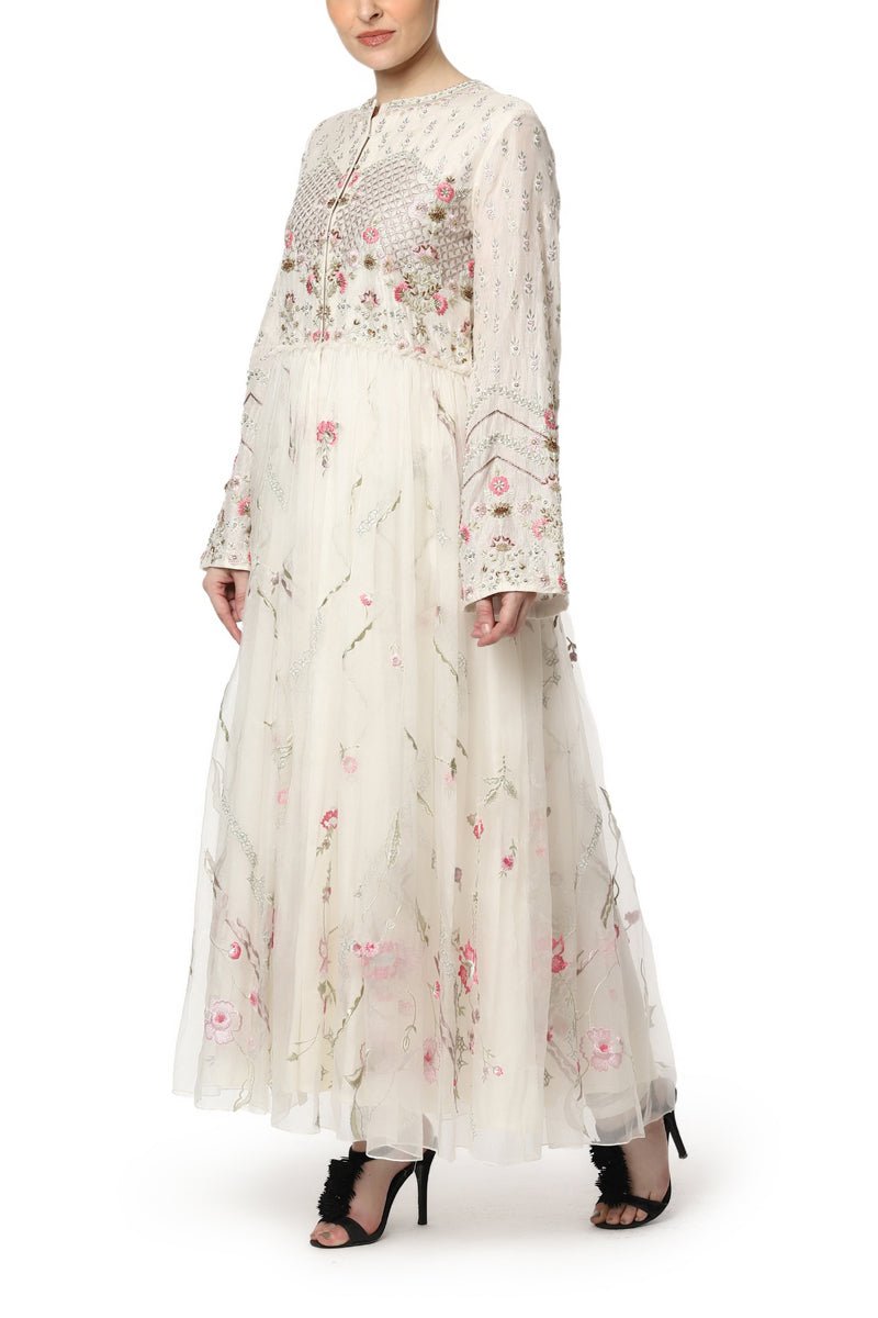 Floral Embroidered Ankle Length Dress - samantchauhan