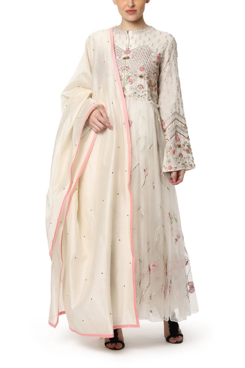 Floral Embroidered Ankle Length Dress - samantchauhan