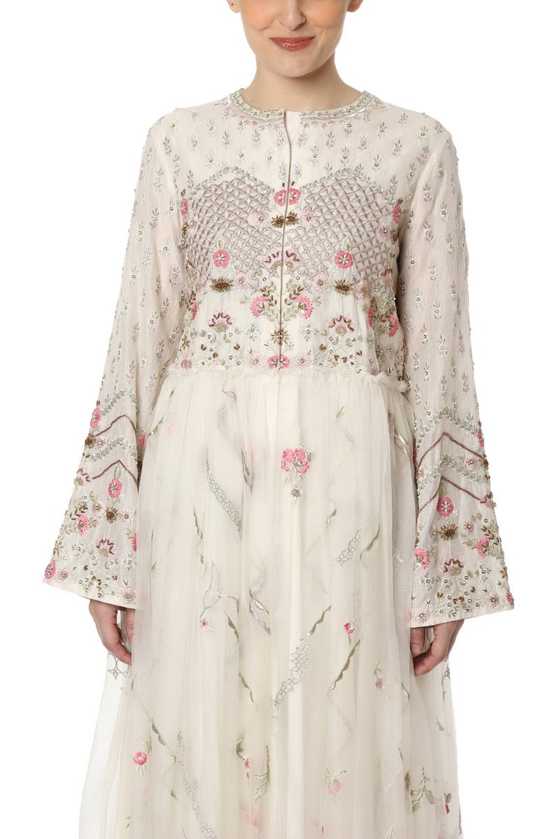 Floral Embroidered Ankle Length Dress - samantchauhan