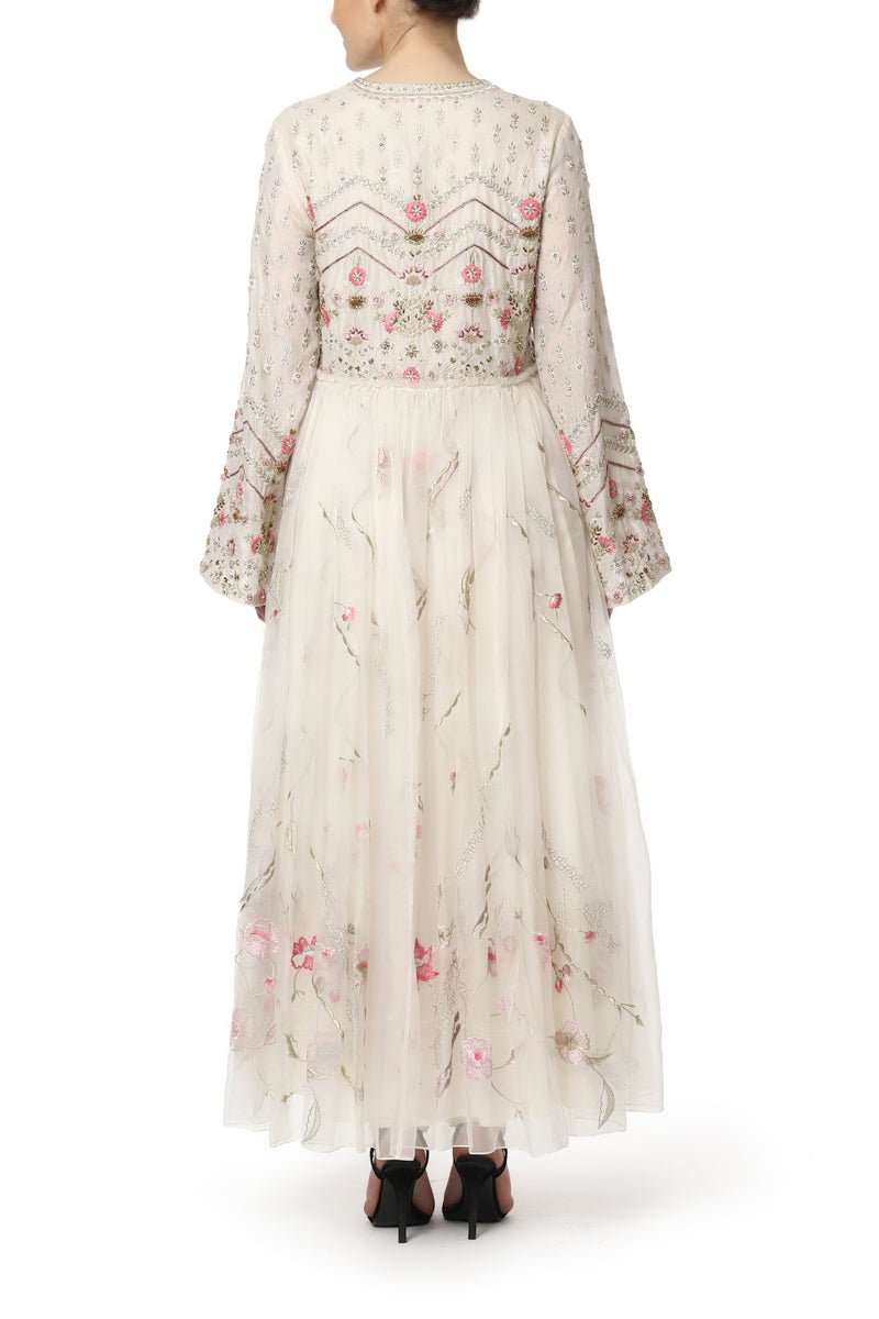 Floral Embroidered Ankle Length Dress - samantchauhan